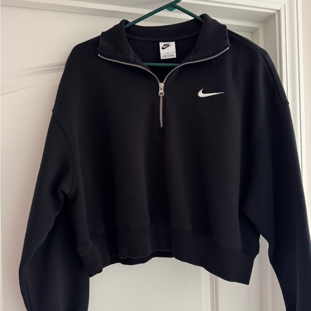 Nike Black Cropped Half-Zip Pullover phoenix Sweatshirt